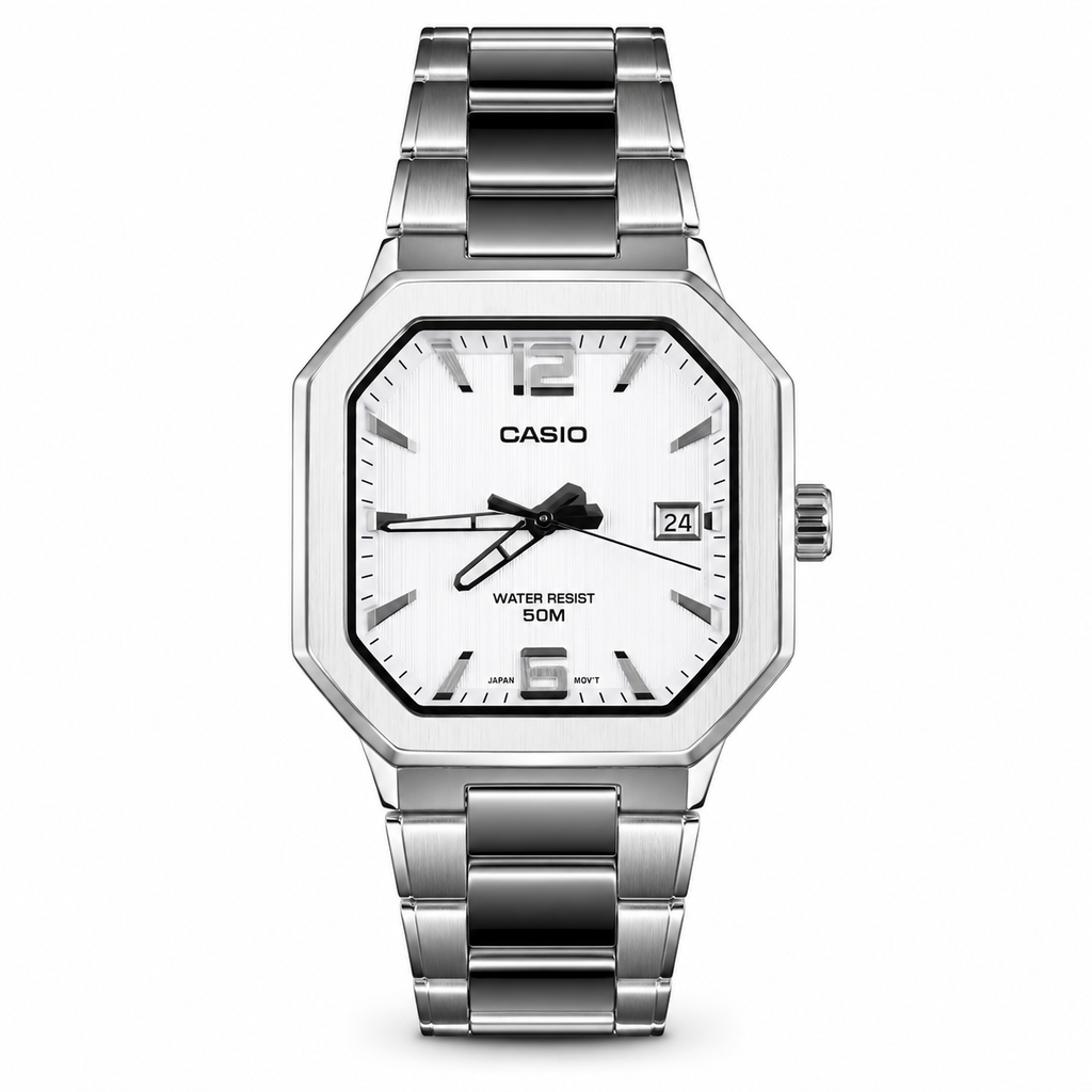 Casio MTP-E735D-7AVDF Erkek Kol Saati – Beyaz Kadran / Çelik Kordon