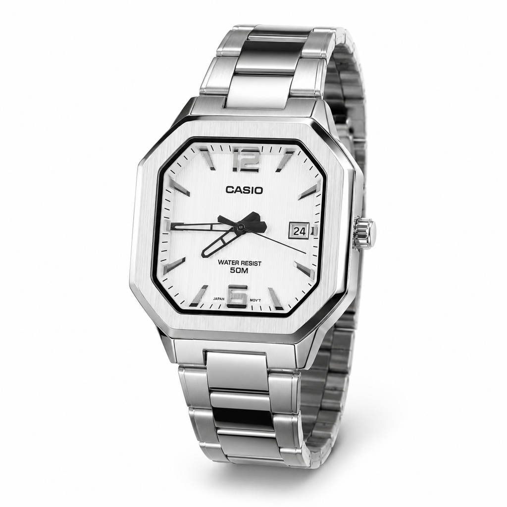 Casio MTP-E735D-7AVDF Erkek Kol Saati – Beyaz Kadran / Çelik Kordon